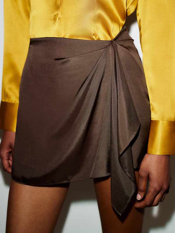 Milla Silk Skirt - Mole