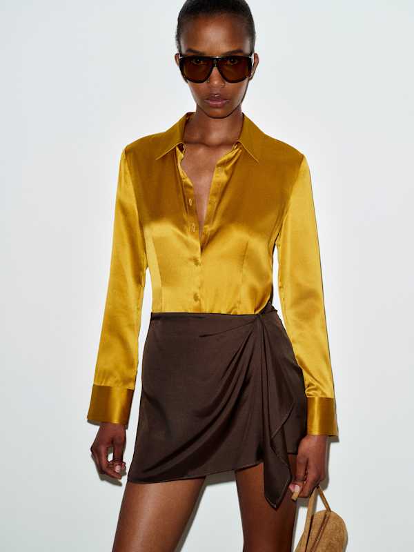 Milla Silk Skirt - Mole