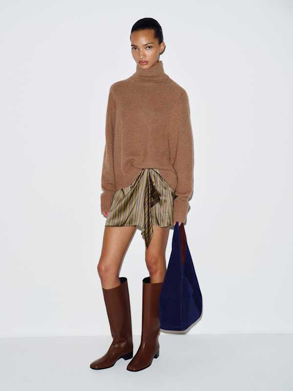 Milla Silk Skirt - Pelican Stripe