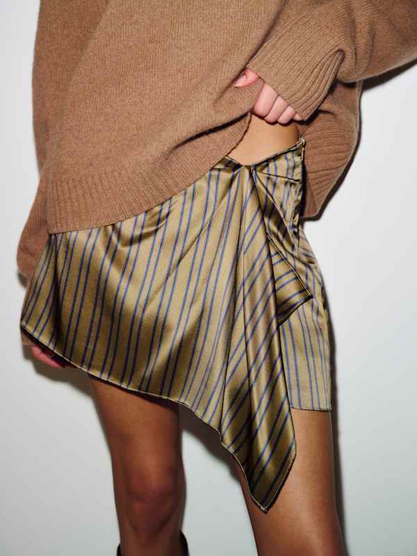 Milla Silk Skirt - Pelican Stripe