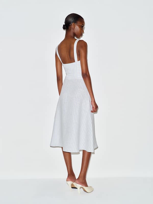Susina Linen Dress - Swan Stripe