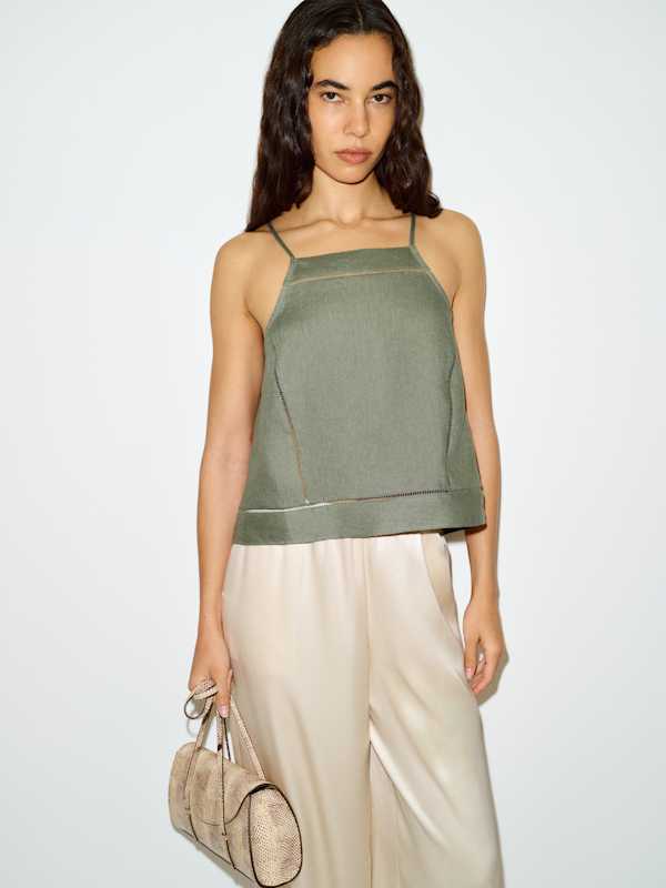 Dario Linen Top - Sage Green