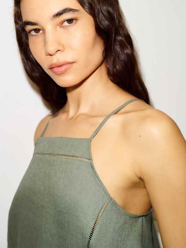 Dario Linen Top - Sage Green