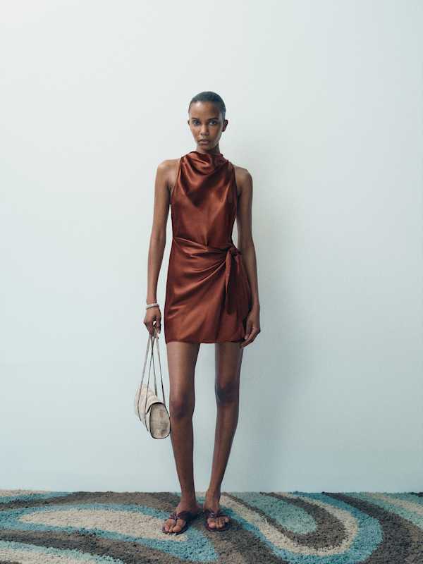 Stelliana Silk Dress - Mahogany