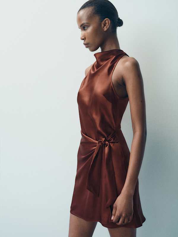 Stelliana Silk Dress - Mahogany