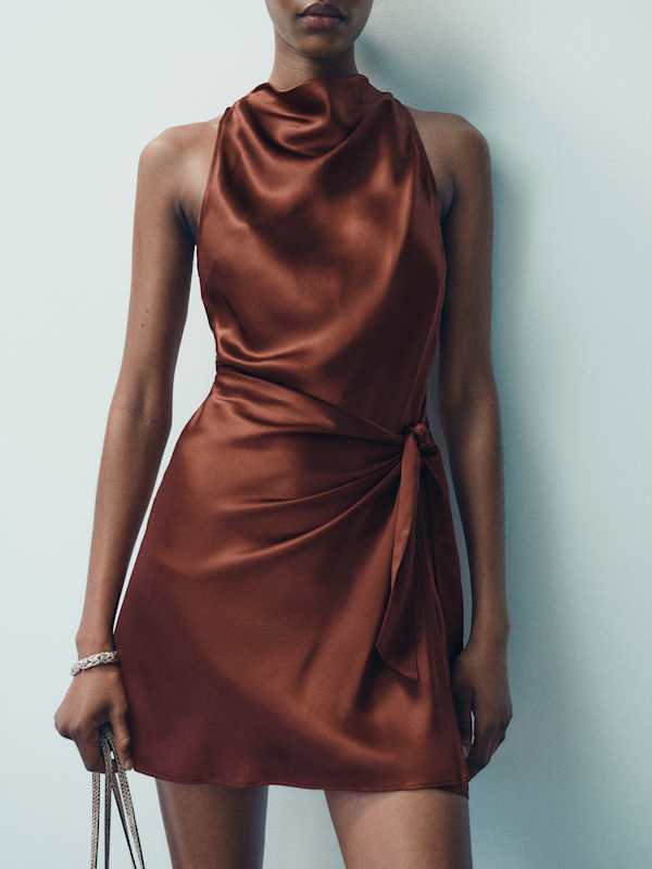 Stelliana Silk Dress - Mahogany