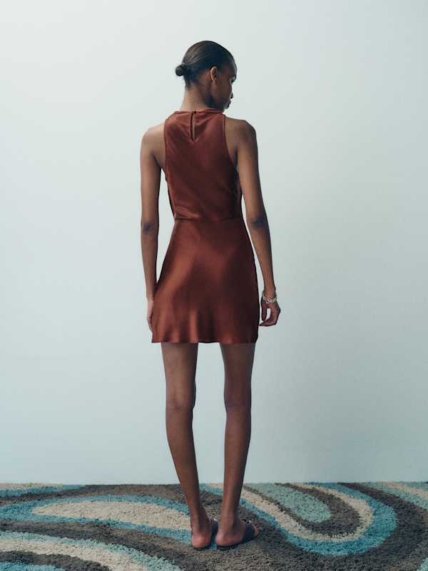 Stelliana Silk Dress - Mahogany