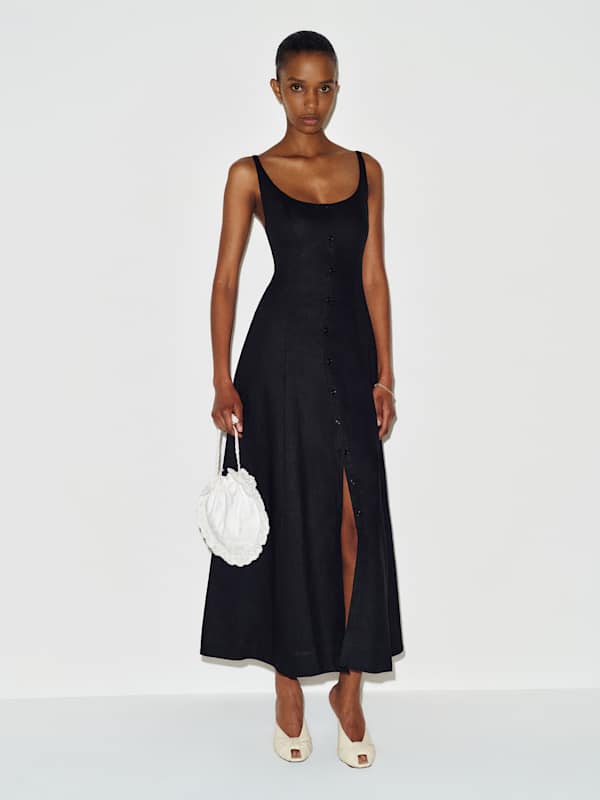 Fraise Linen Dress - Black