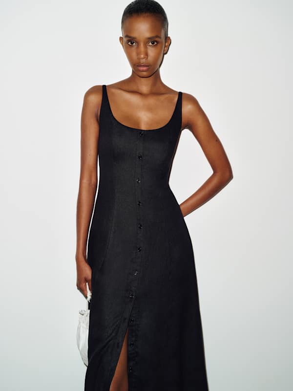 Fraise Linen Dress - Black