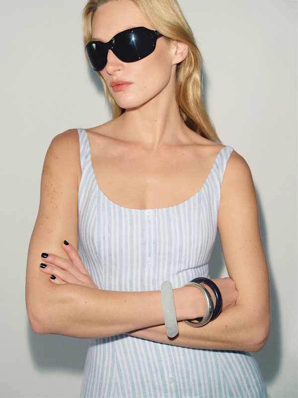 Fraise Linen Dress - Calamari Stripe