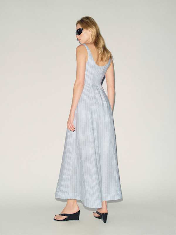Fraise Linen Dress - Calamari Stripe