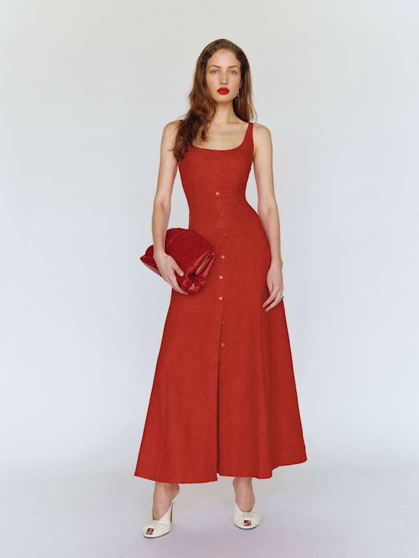 Fraise Linen Dress - Lipstick