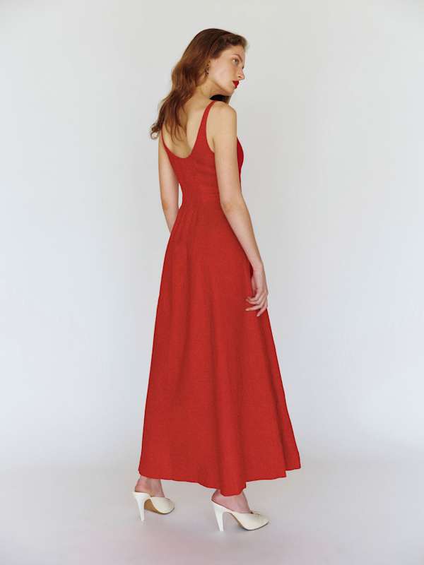 Fraise Linen Dress - Lipstick