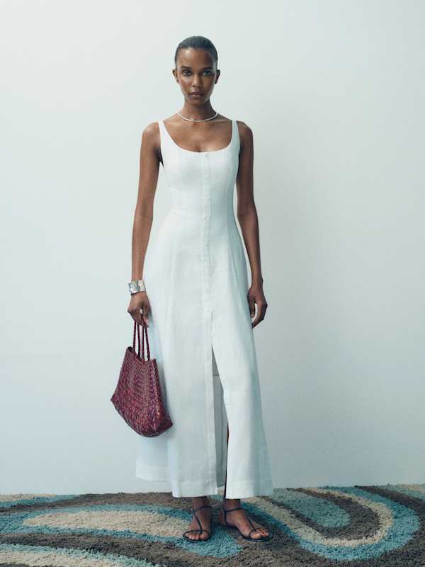 Fraise Linen Dress - White