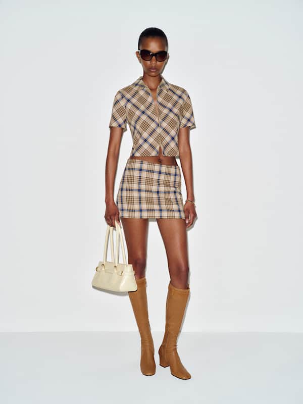 Kimmy Two Piece - Brown Blue Check