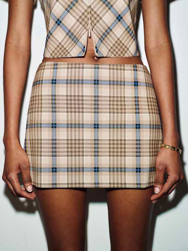 Kimmy Two Piece - Brown Blue Check