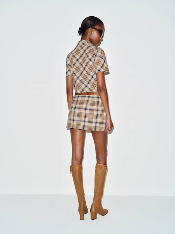 Kimmy Two Piece - Brown Blue Check