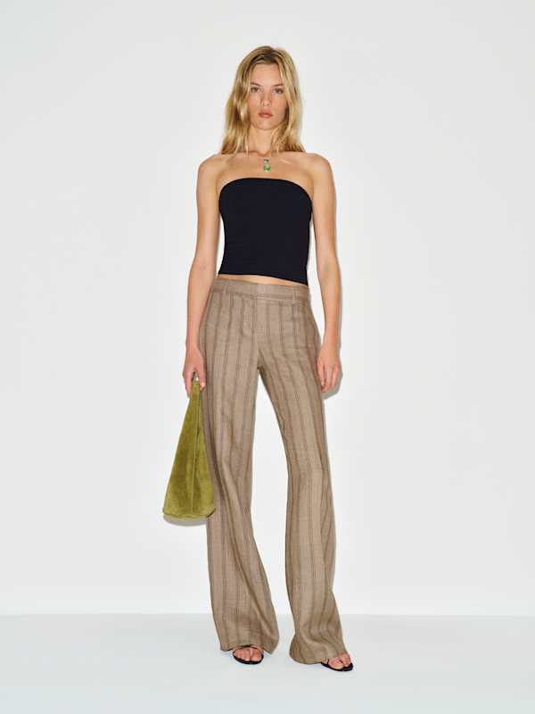 Gisele Low Rise Linen Short Pant - Granola Stripe