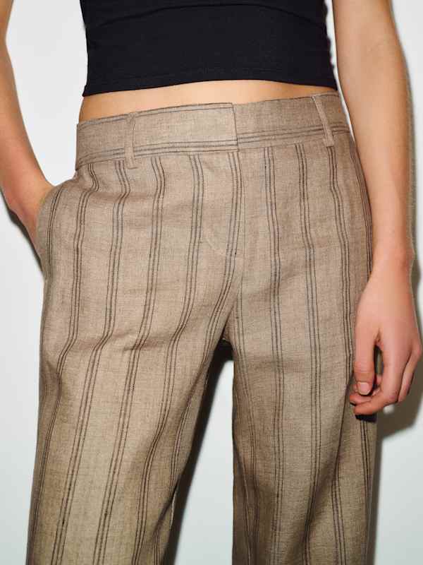 Gisele Low Rise Linen Short Pant - Granola Stripe