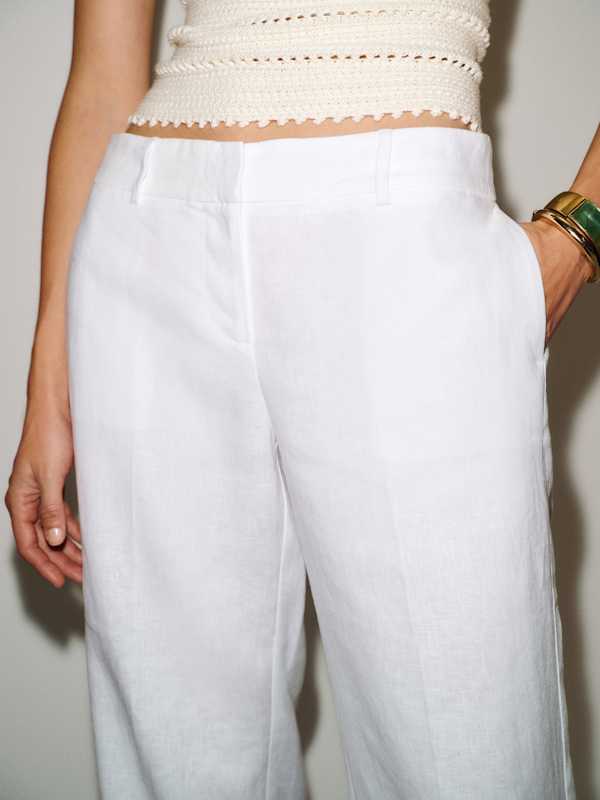 Gisele Low Rise Linen Short Pant - White