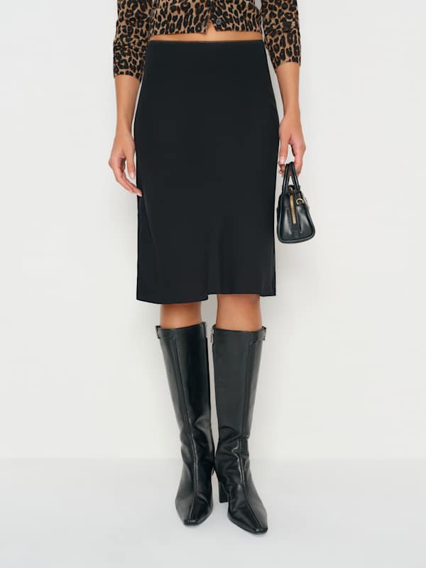 Petites Layla Knee Length Skirt - Black