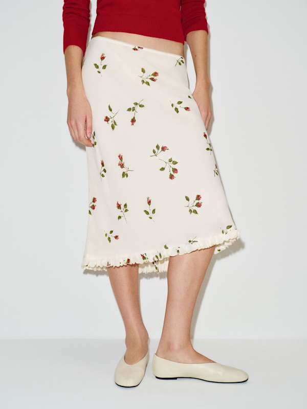 Petites Layla Knee Length Skirt - Floating Rose