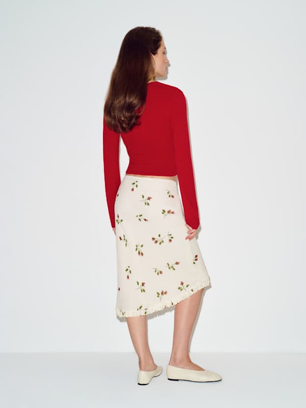Petites Layla Knee Length Skirt - Floating Rose