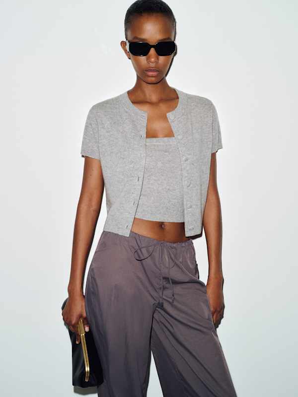 Flavia Cashmere Cardigan Set - Granite