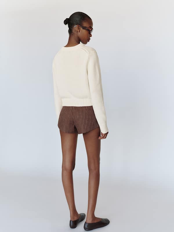 Eleni Cotton Crew Sweater - Fior Di Latte