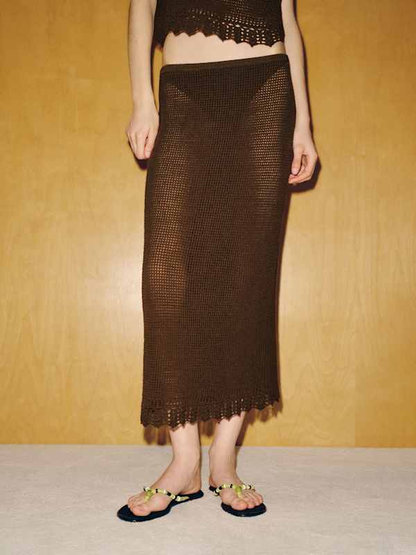 Montana Autumn Crochet Skirt - Espresso