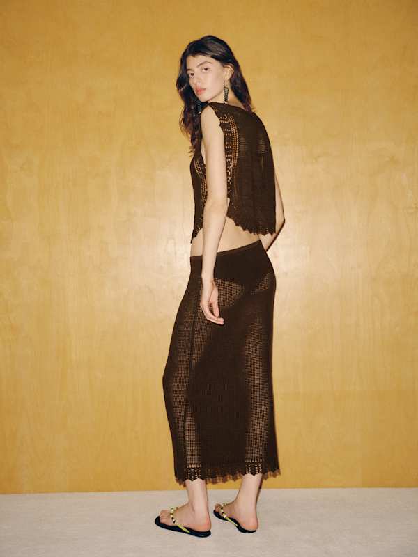 Montana Autumn Crochet Skirt - Espresso