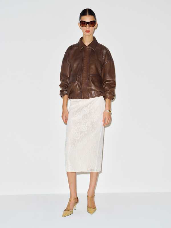 Veda Taelor Bomber Jacket - Cafe Distressed Leather