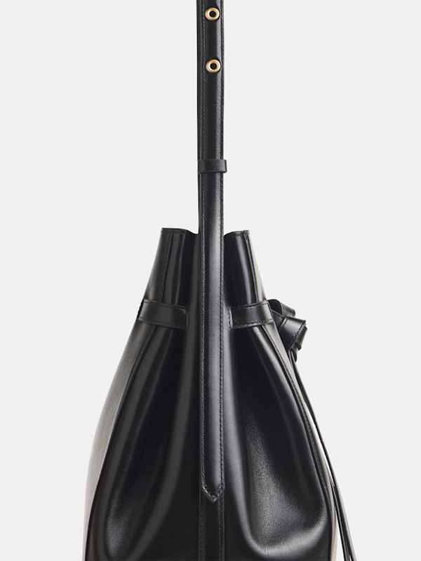 Beatrice Bucket Tote - Black Leather