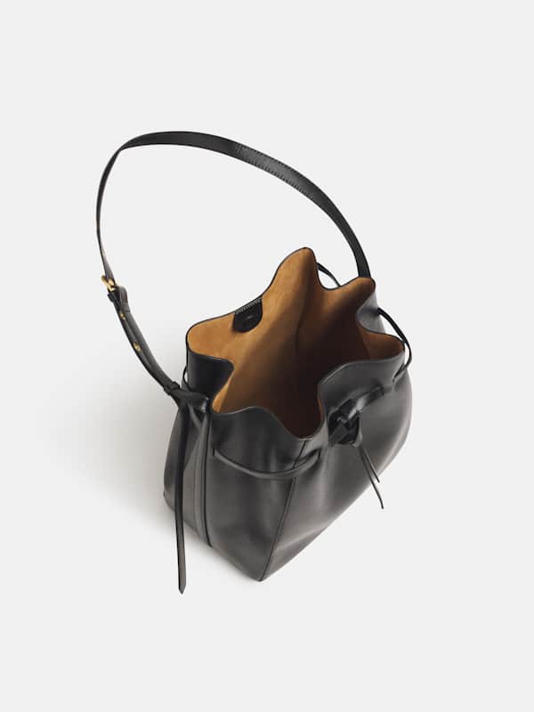 Beatrice Bucket Tote - Black Leather