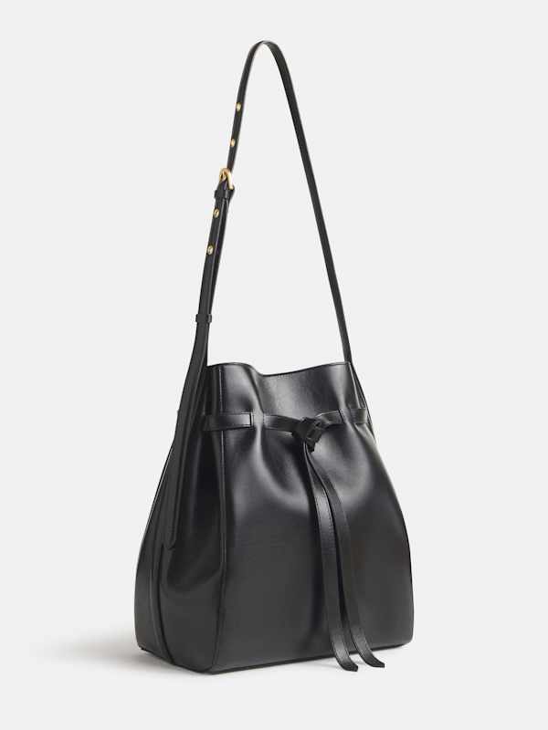 Beatrice Bucket Tote - Black Leather