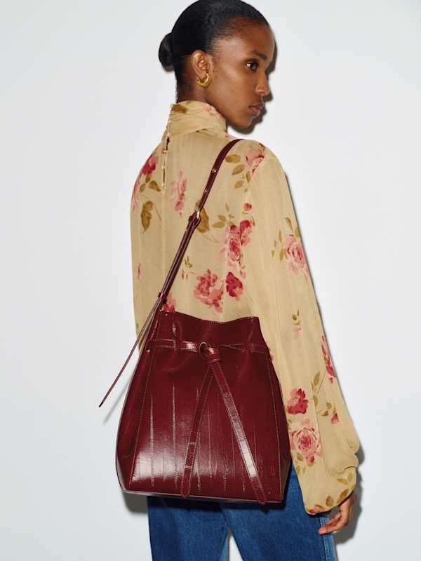 Beatrice Bucket Tote - Oxblood Eel