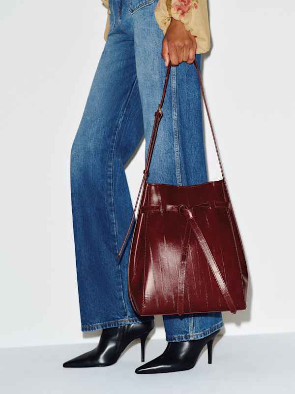 Beatrice Bucket Tote - Oxblood Eel