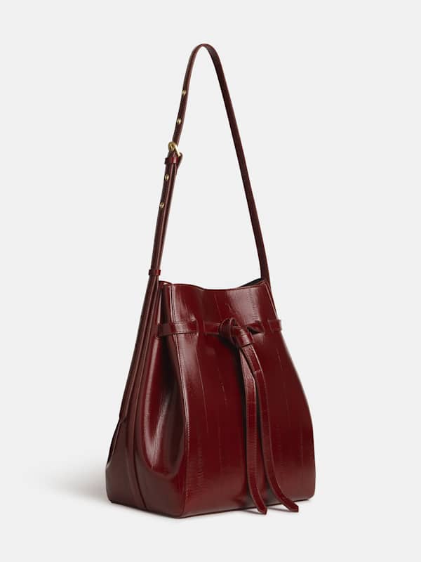 Beatrice Bucket Tote - Oxblood Eel