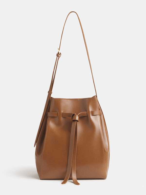 Beatrice Bucket Tote - Walnut Leather