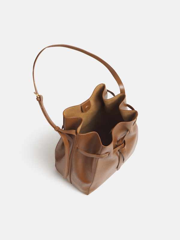 Beatrice Bucket Tote - Walnut Leather