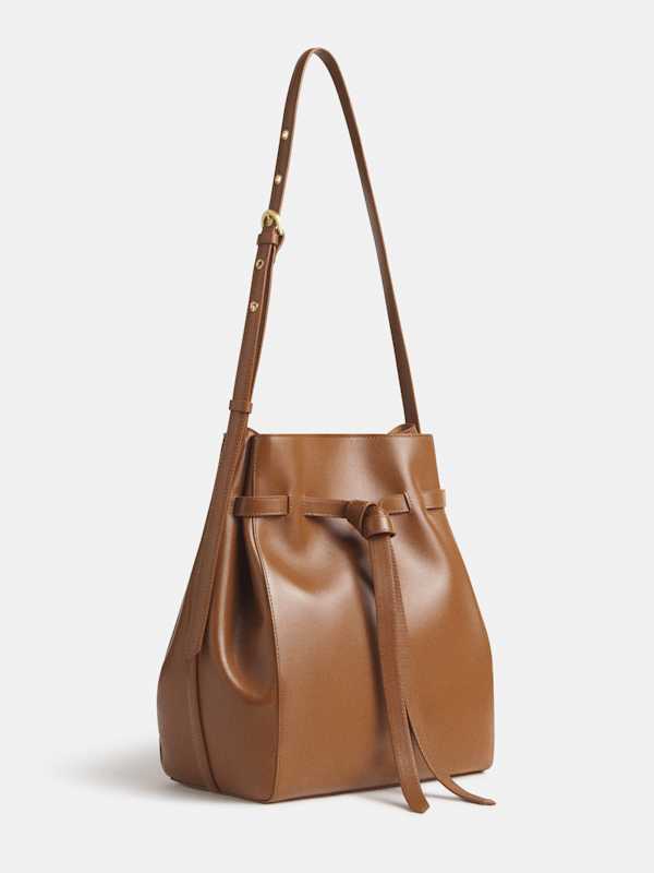 Beatrice Bucket Tote - Walnut Leather