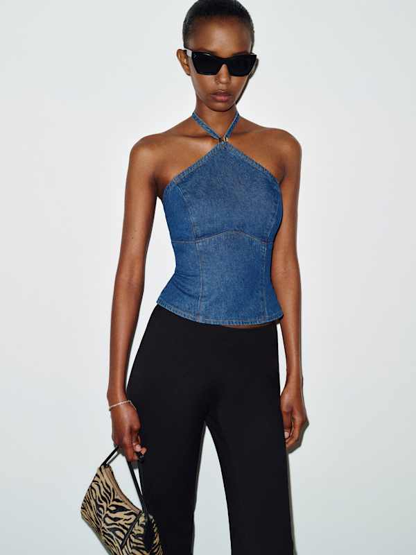 Meghan Denim Halter Top - Salinas