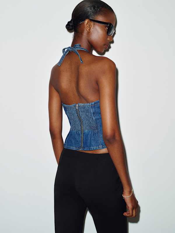 Meghan Denim Halter Top - Salinas