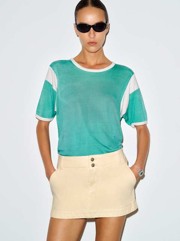 Tanya Low Rise Denim Mini Skirt - Sandbag