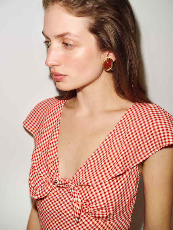 Reagan Top - Strawberry Check