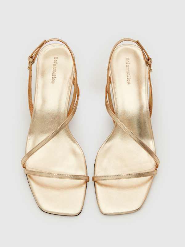 Shoshana Block Heel - Gold Leather