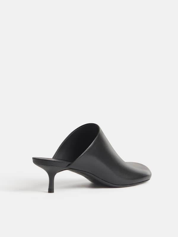 Phadra Heeled Mule - Black Leather