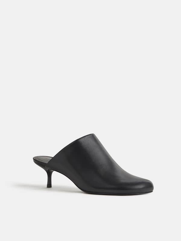 Phadra Heeled Mule - Black Leather