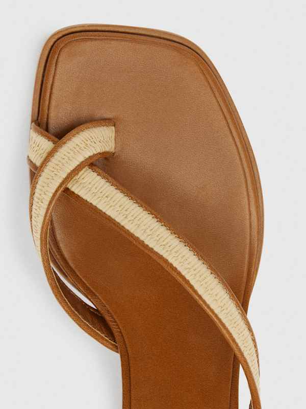Sonoma Heeled Sandal - Natural Raffia Rum Leather