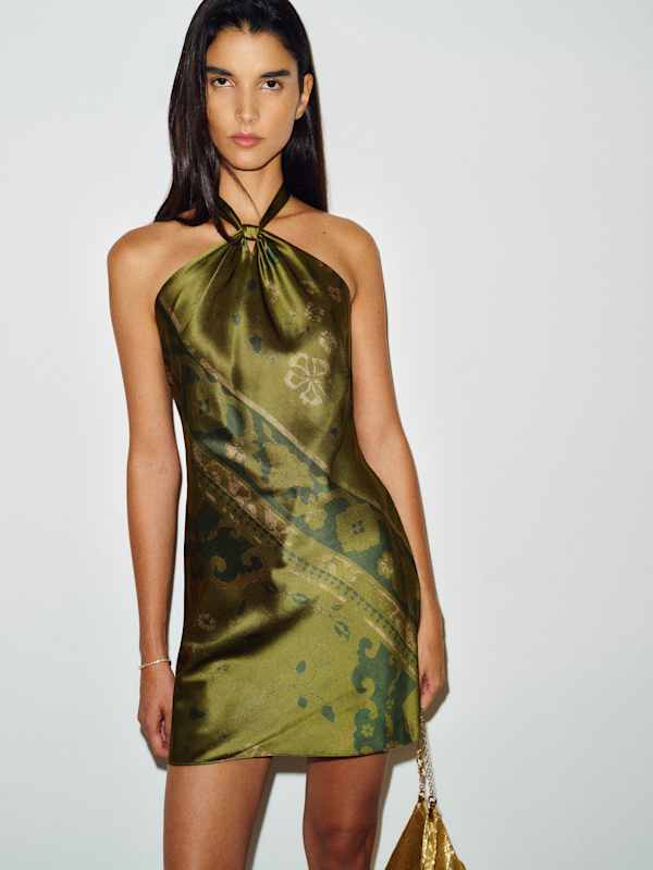 Opaline Silk Dress - Emerald Tapestry